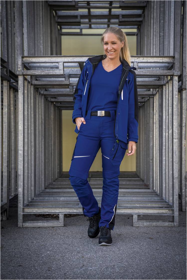 Leibwaechter Damen Softshell Jacke kornblau schwarz Model 3