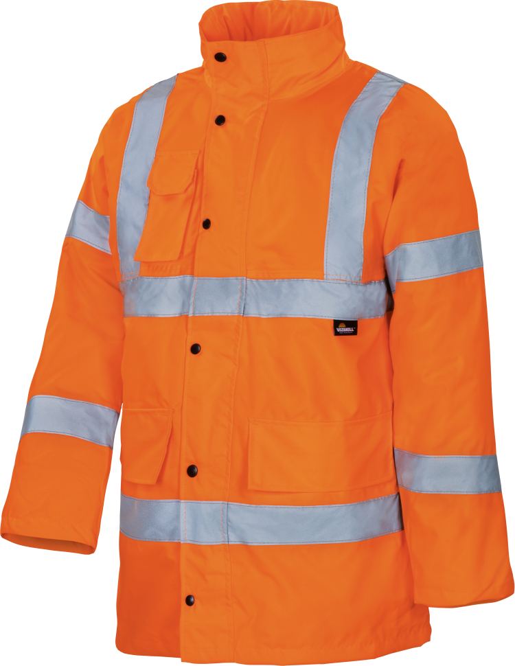 Vizwell Warnschutzparka Leuchtorange Vorderseite