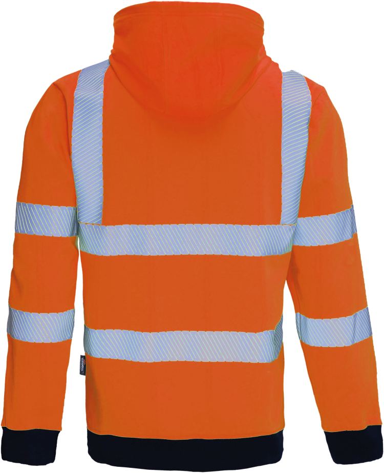 Vizwell Sweatjacke Leuchtorange Marine Rueckseite
