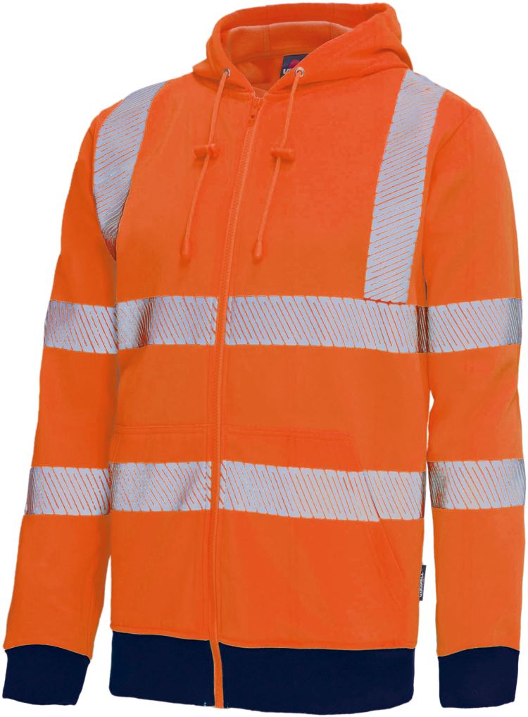 Vizwell Sweatjacke Leuchtorange Marine Vorderseite