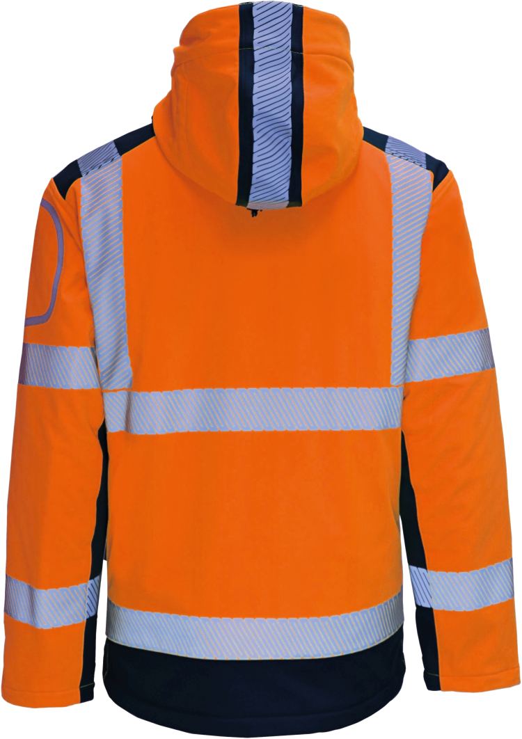 Vizwell Winter Softshelljacke 3 in 1 Leuchtorange Marine Rueckseite
