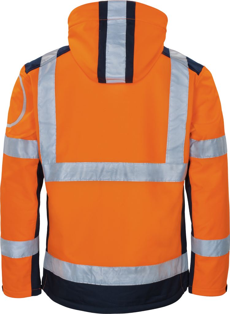 Vizwell Kontrast Softshelljacke VW177 Leuchtorange Marine Rueckseite
