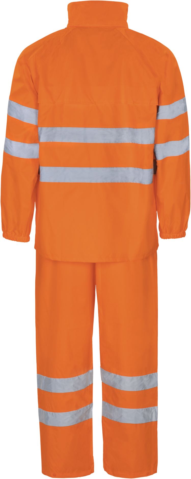 Vizwell Warnschutz Regenanzug Leuchtorange Rückseite