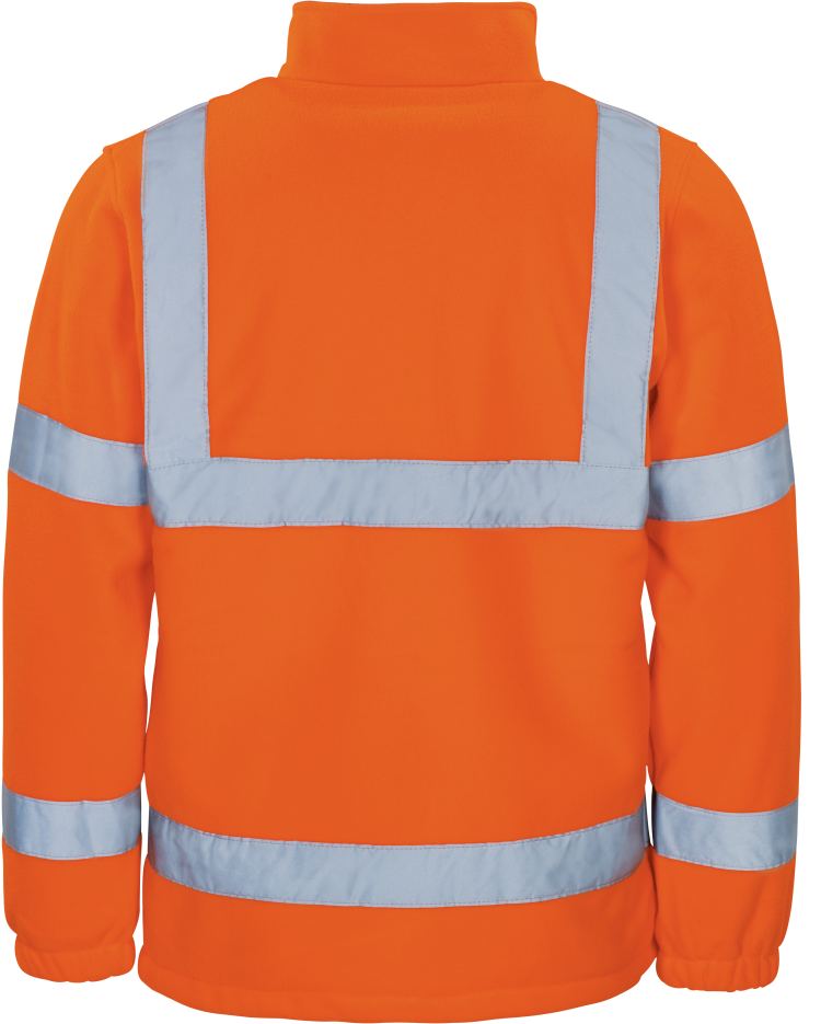 Vizwell Warnschutz Polar Fleecejacke Leuchtorange Rueckseite