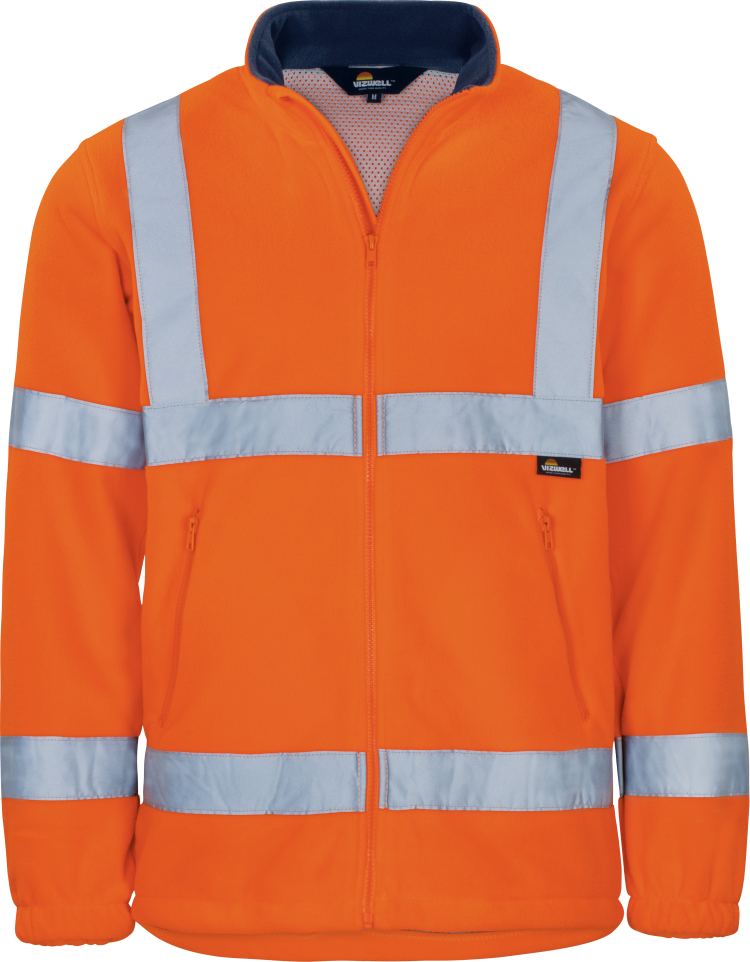 Vizwell Warnschutz Polar Fleecejacke Leuchtorange Vorderseite 1