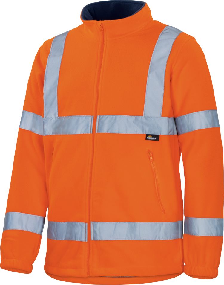 Vizwell Warnschutz Polar Fleecejacke Leuchtorange Vorderseite