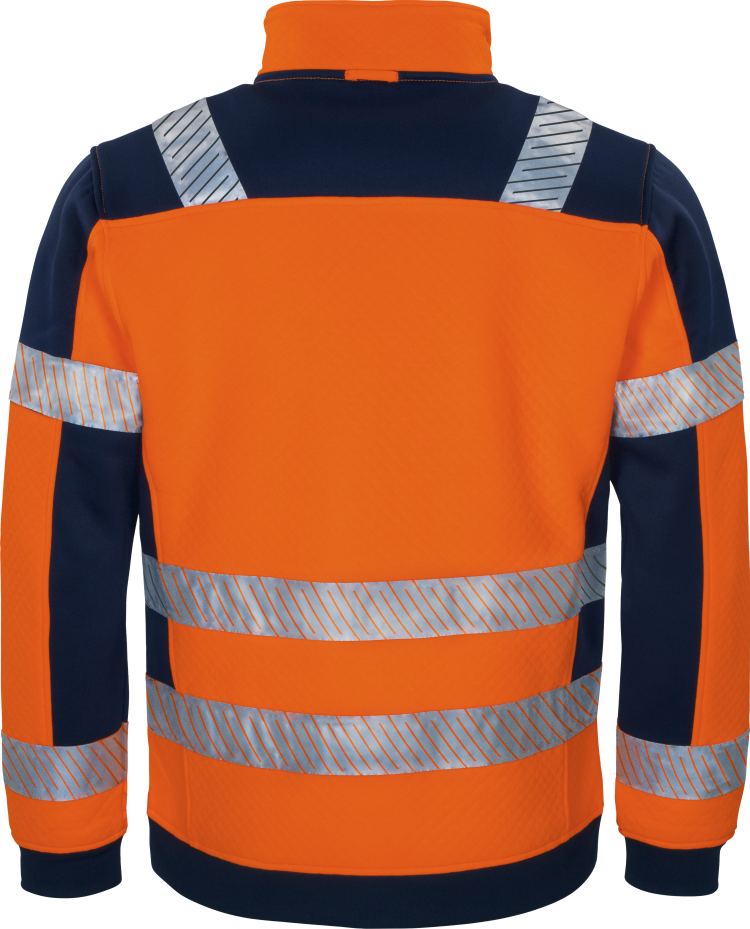 Vizwell Warnschutz Kontrast Innenjacke Leuchtorange Marine Rueckseite