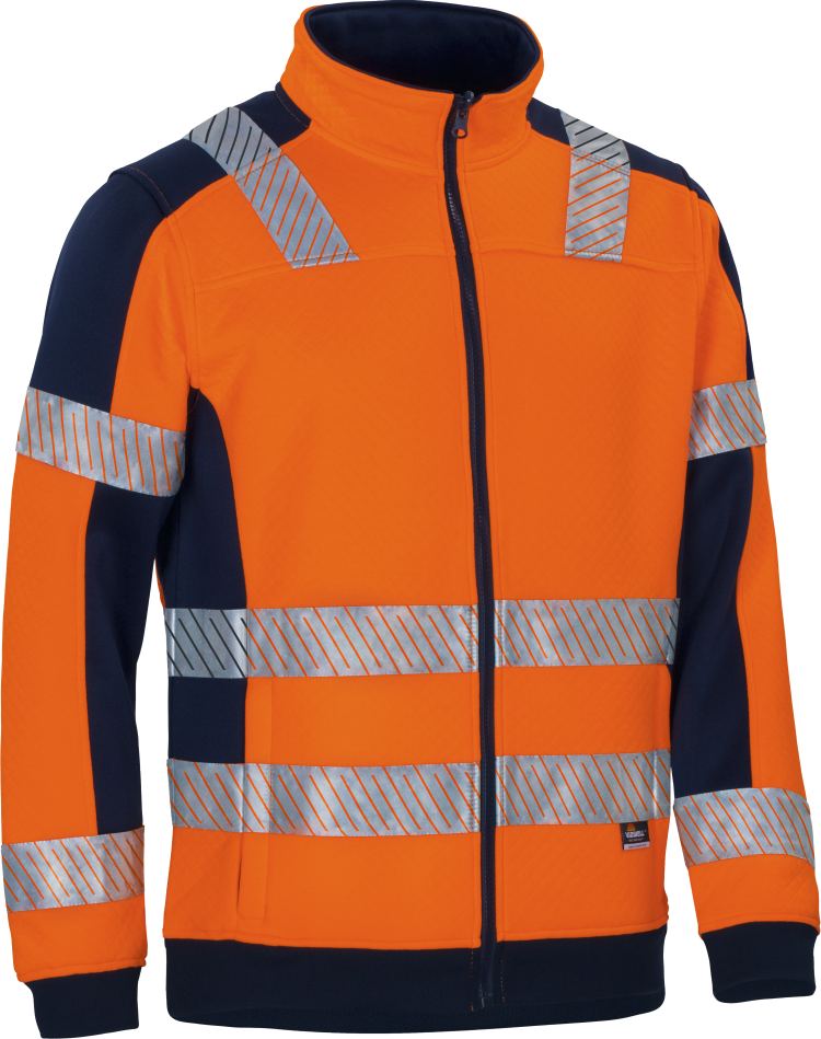 Vizwell Warnschutz Kontrast Innenjacke Leuchtorange Marine Vorderseite 3