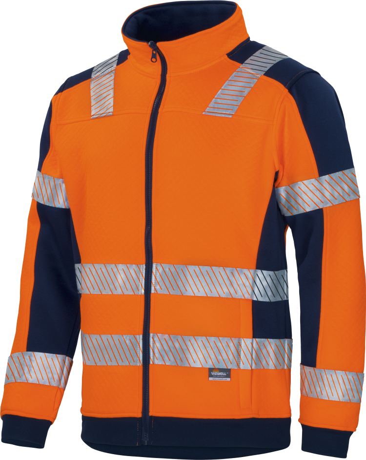 Vizwell Warnschutz Kontrast Innenjacke Leuchtorange Marine Vorderseite