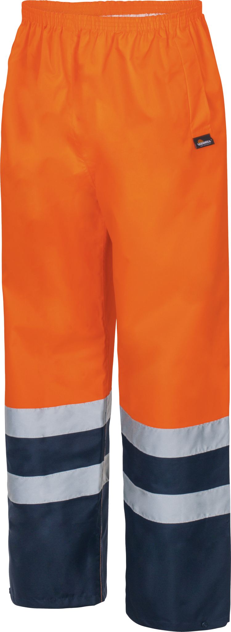 Vizwell Warnschutz Kontrast Regenhose Leuchtorange Marine Vorderseite