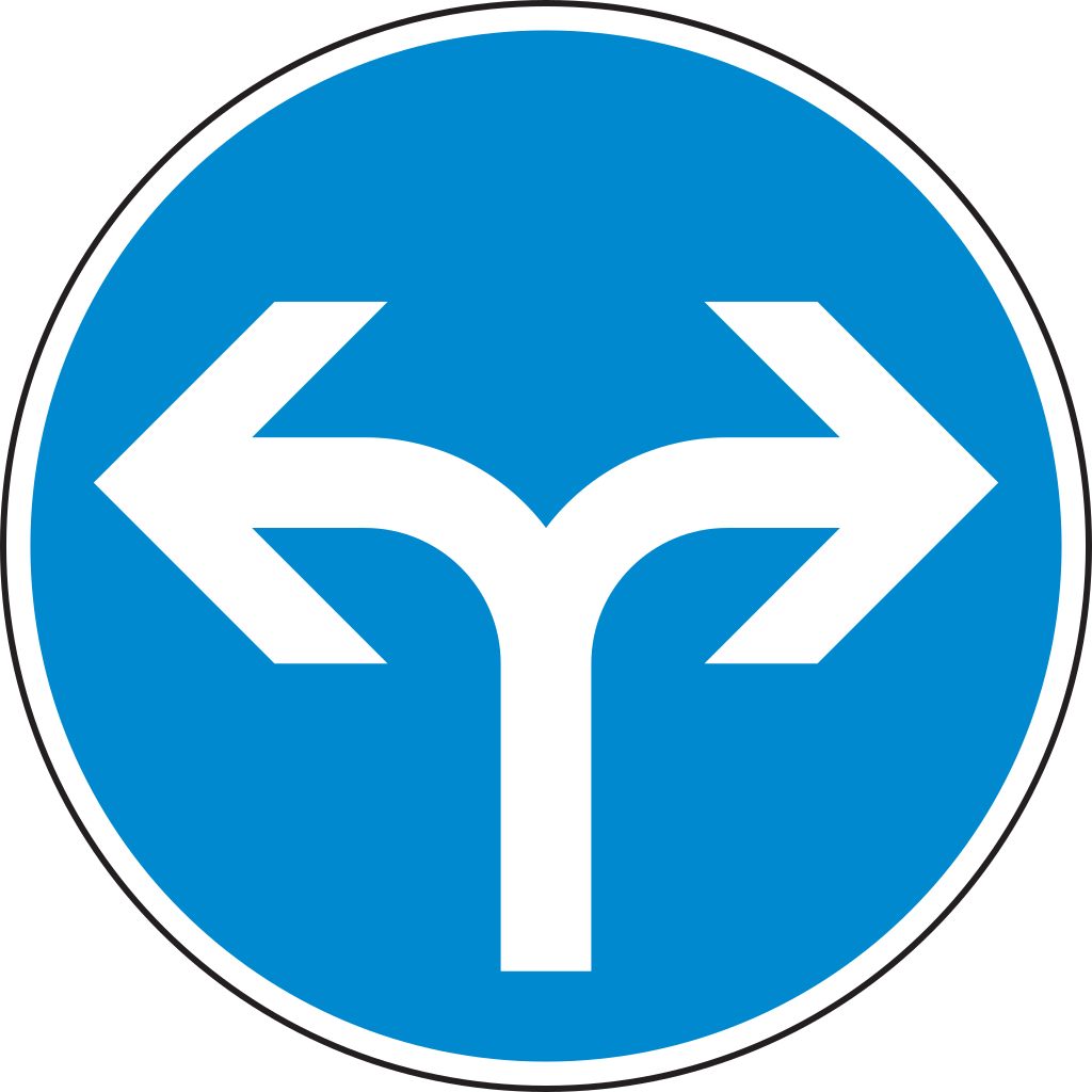VZ 214-30 Vorgeschriebene Fahrtrichtung rechts oder links