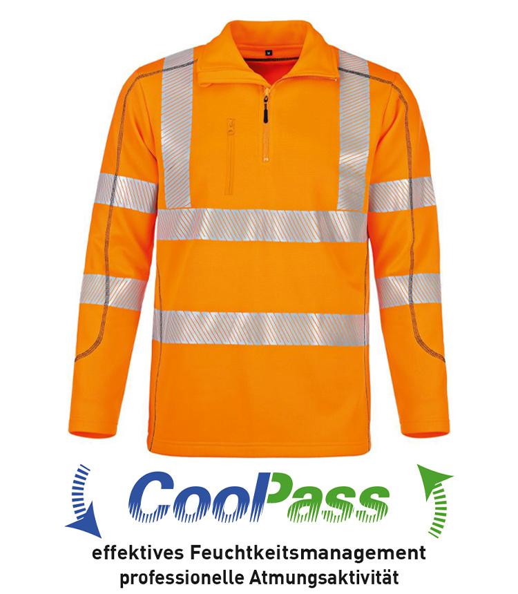 Warnschutz-Funktionsshirt Coolpass-Fleece Vorderseite (Orange)