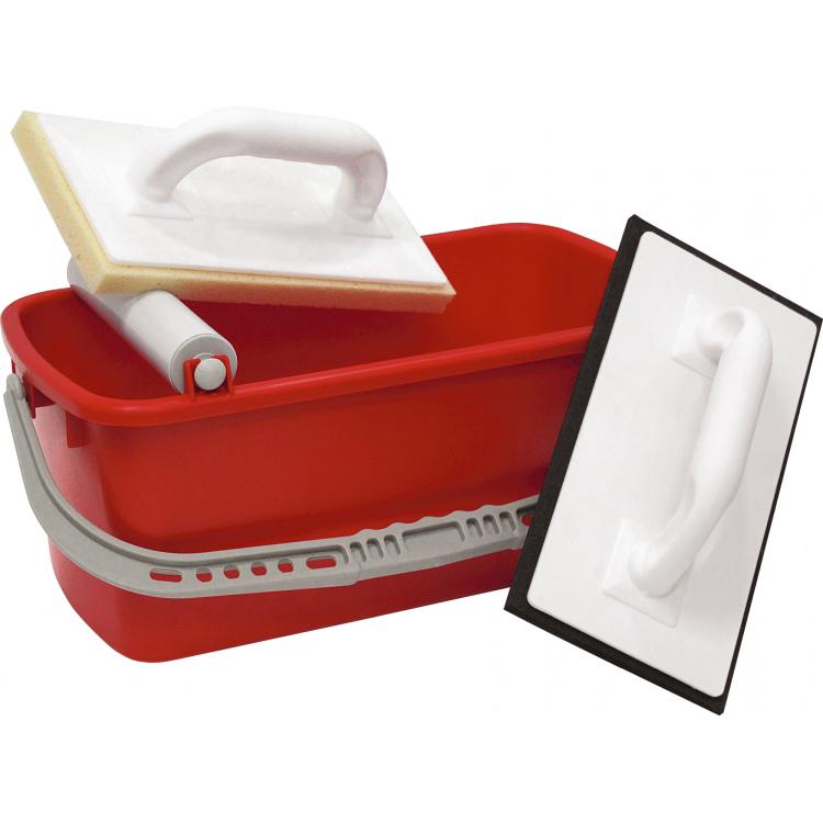 Fliesenleger-Waschset 3-teilig – 10L Eimer mit Rollenaufsatz