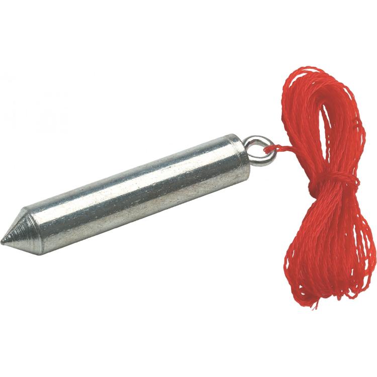 Senklot 75 g mit 5 m Nylonschnur – Zylinderform, rot