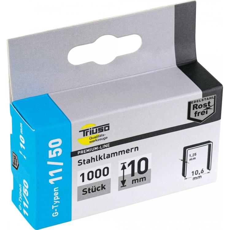 Typ 11 Edelstahl-Klammern, 1000 Stück, 10 mm