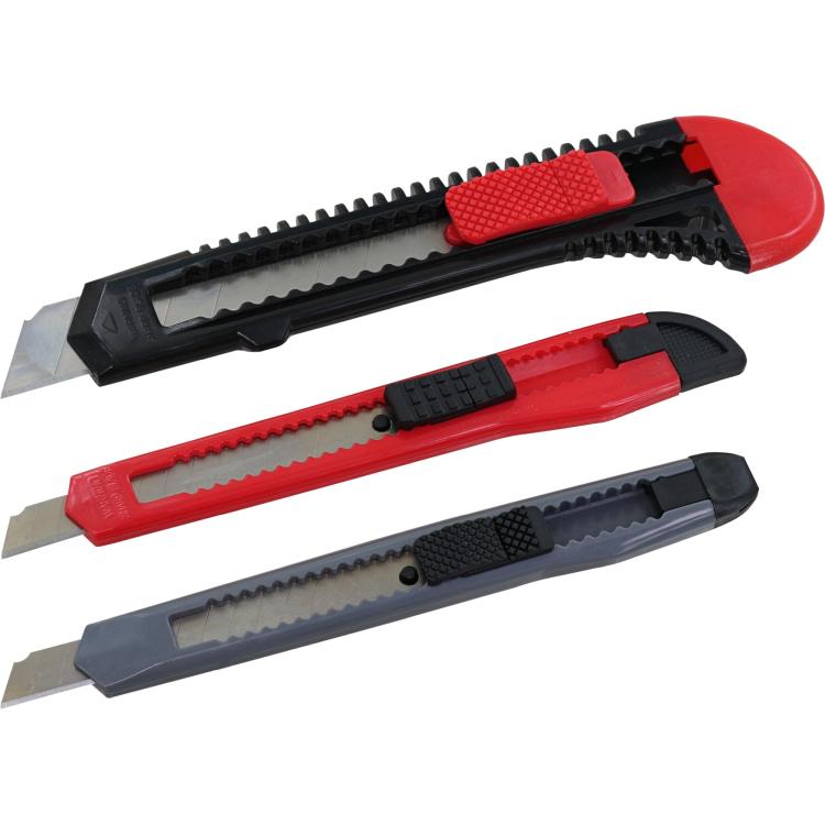 Messerset 3-tlg. mit Abbrechklingen – 18 mm & 9 mm