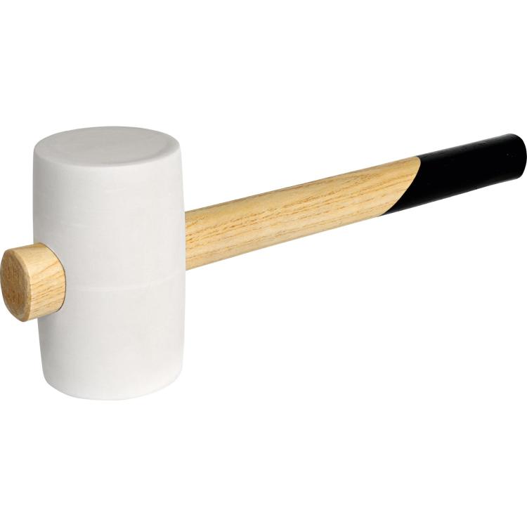 Gummihammer – 2-teilig, weiß, Schonhammer mit Holzstiel