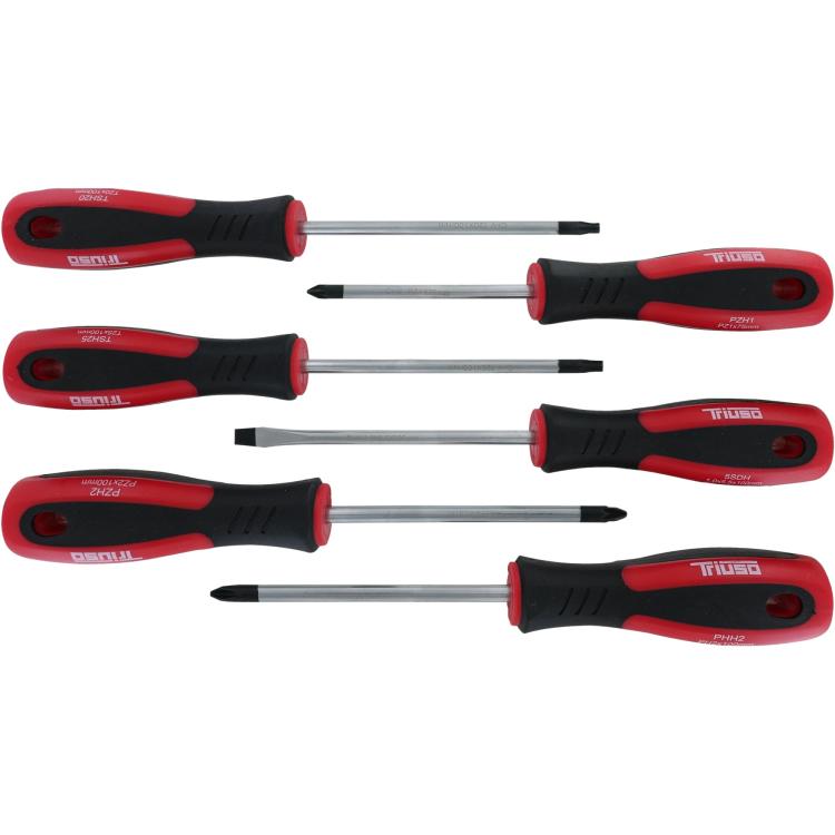 Schraubendreher-Satz PH, PZ, T-Profil – 6-teilig, 2K-Griff, CV-Stahl