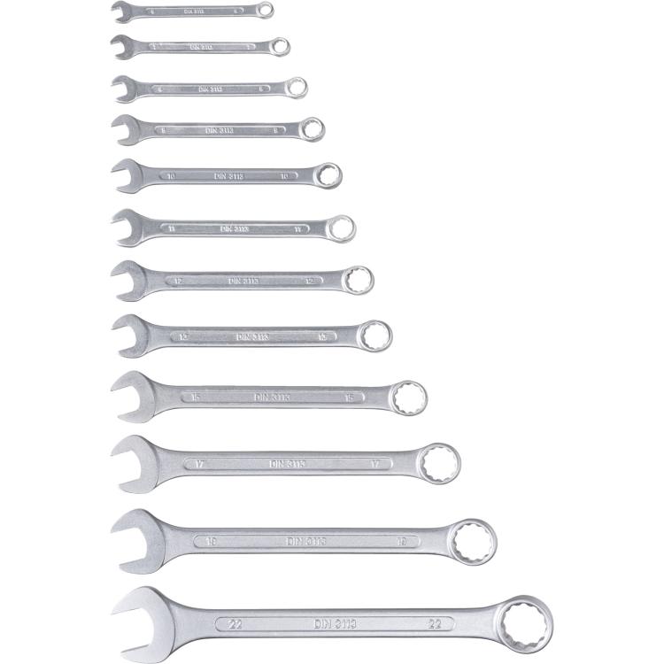 Maulringschlüssel-Satz 12-tlg., SW 6–22 mm, DIN 3113