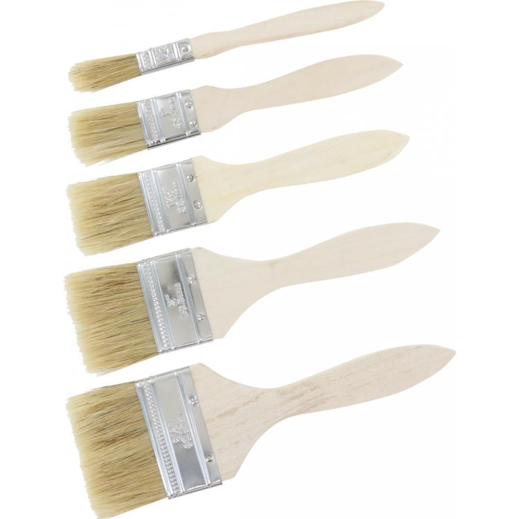 10-teiliger Pinselsatz mit Holzgriff & Weißblechzwinge