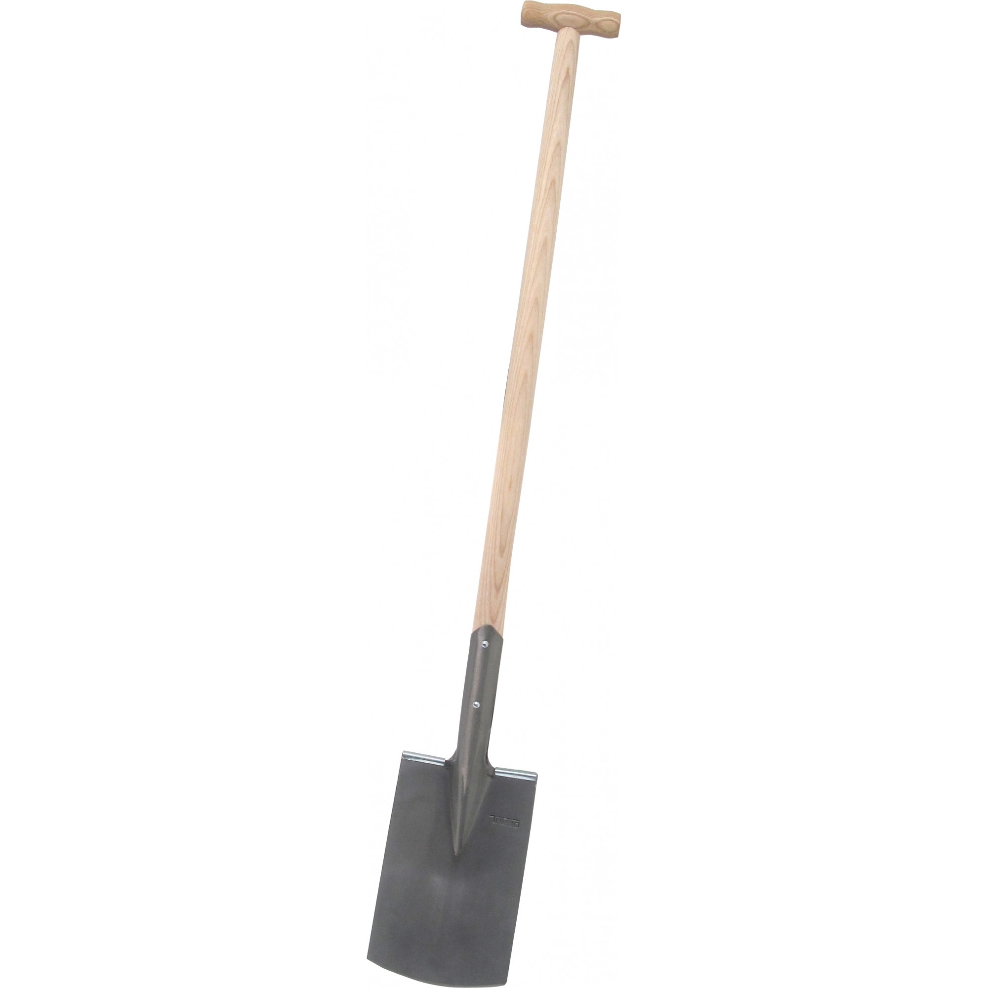 Doppelfeder-Spaten, ölgehärtet, angeschliffen, mit DIN-Dülle, T-Stiel, 850 mm Eschenholz
