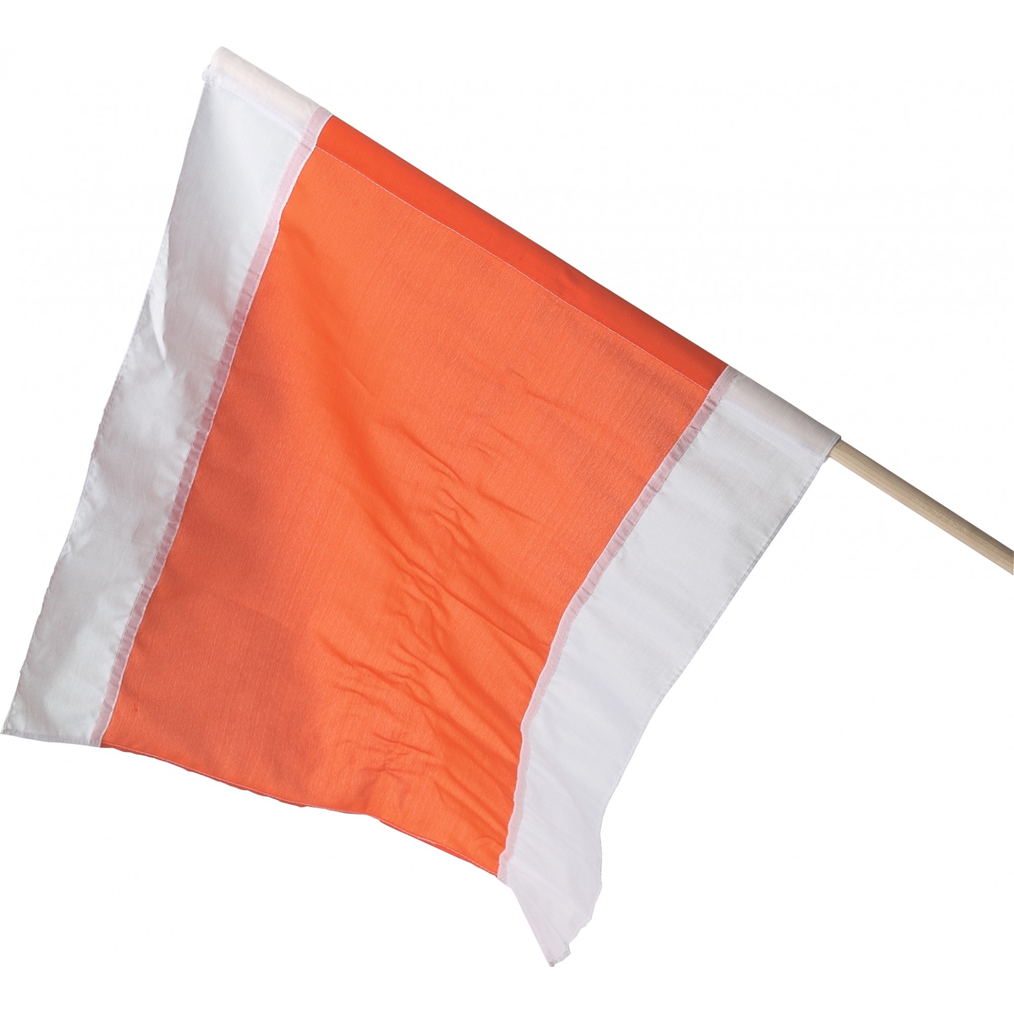 Signalfahne 500 x 500 mm, orange/weiß, mit Flaggenstock Ø 21 mm
