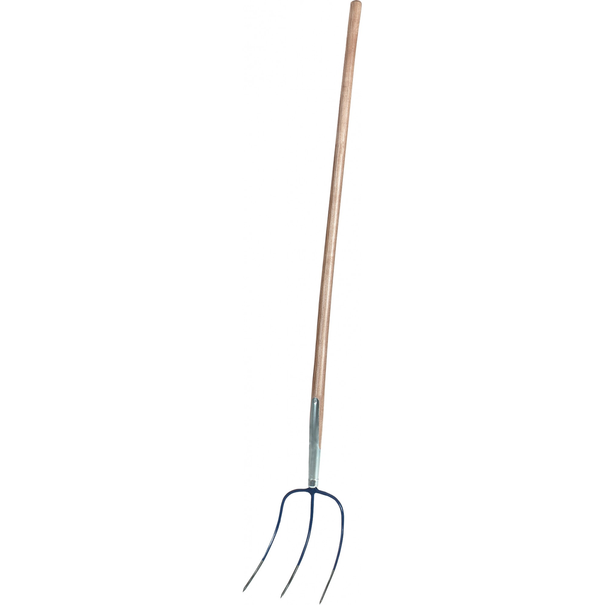 Streugabel, 3 Zinken, blau lackiert/geschliffen, 135 cm Eschenstiel