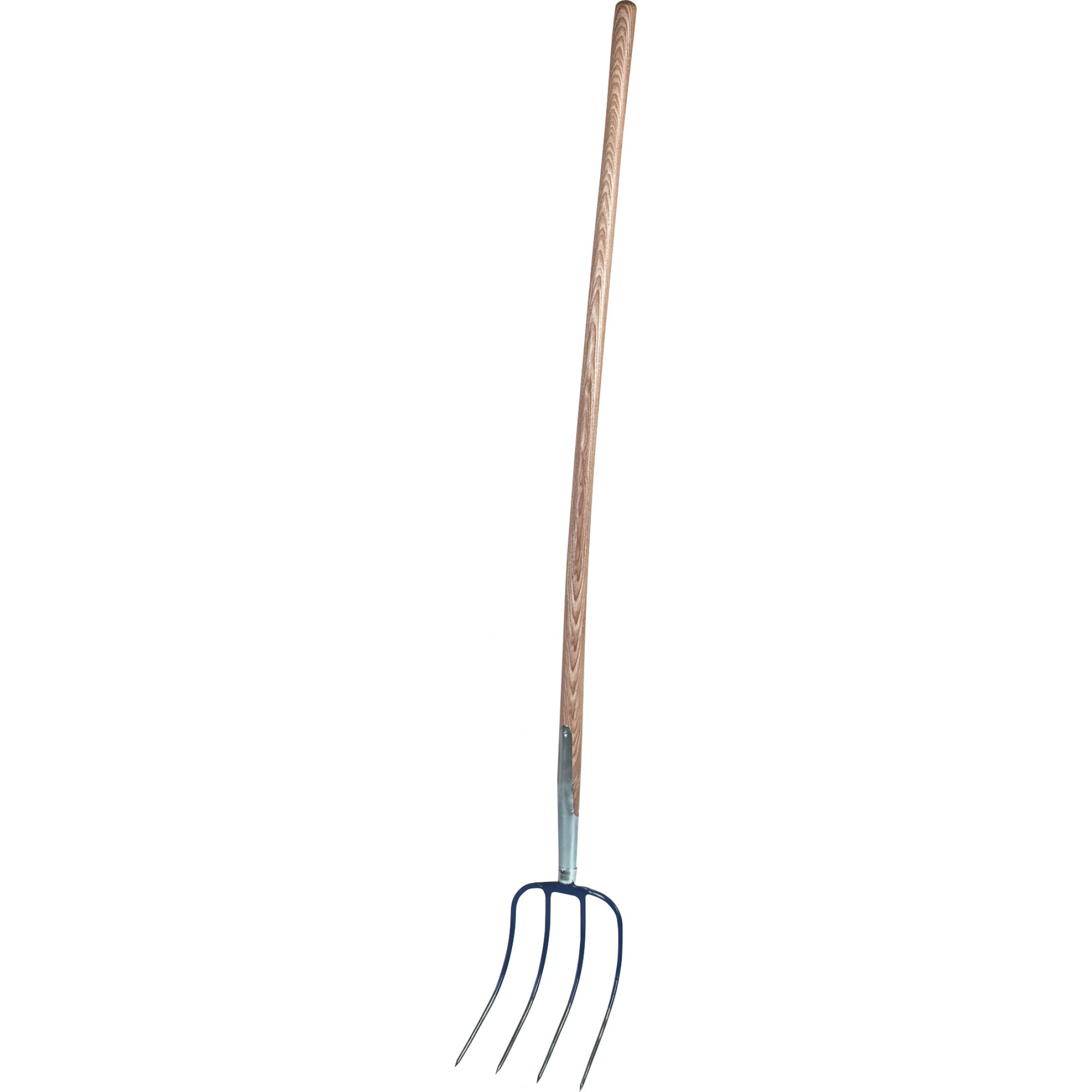 Dunggabel, 4 Zinken, blau lackiert/geschliffen, 135 cm Eschenstiel
