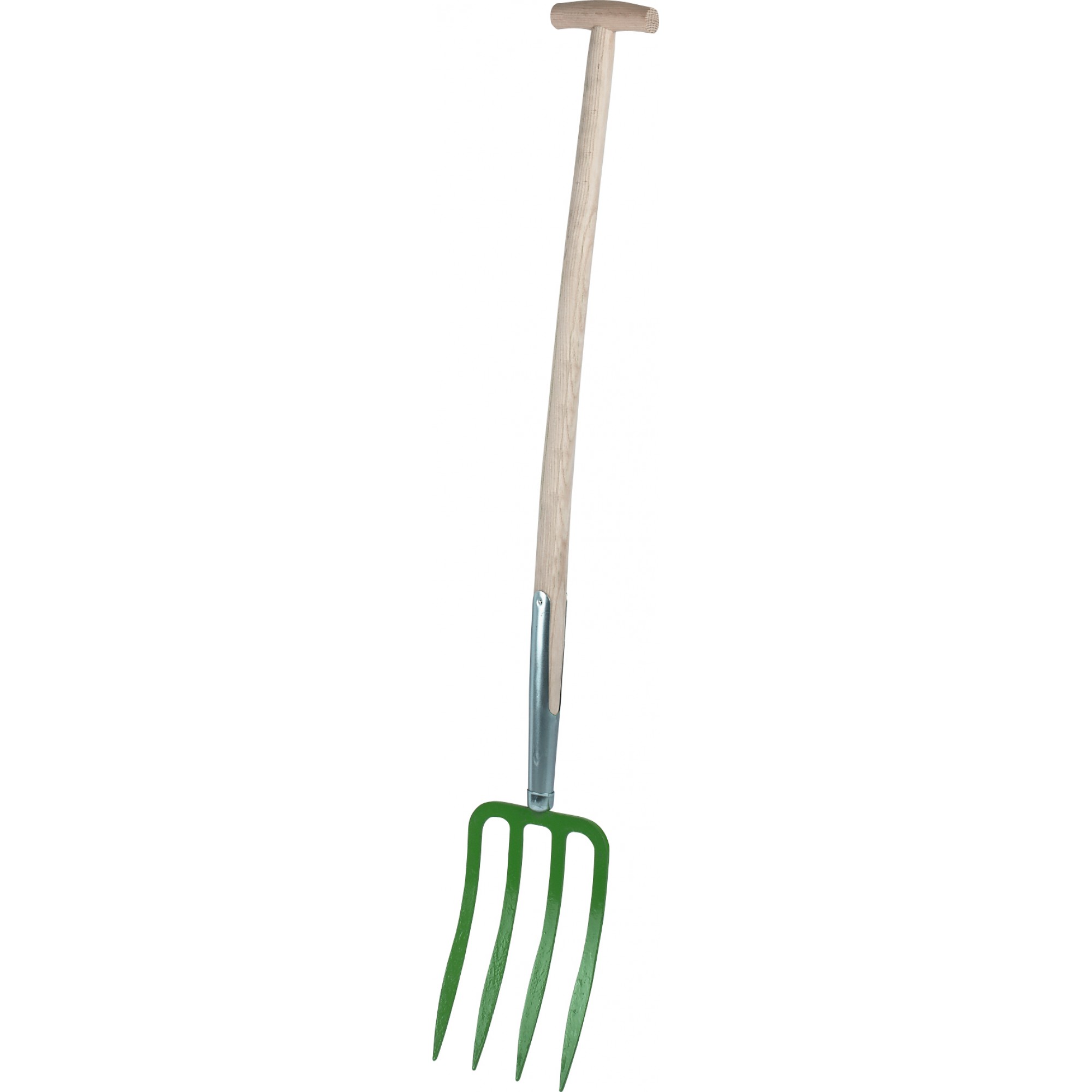 Spatengabel, grün lackiert, 4 Lanzenzinken, 85 cm Eschen-T-Stiel